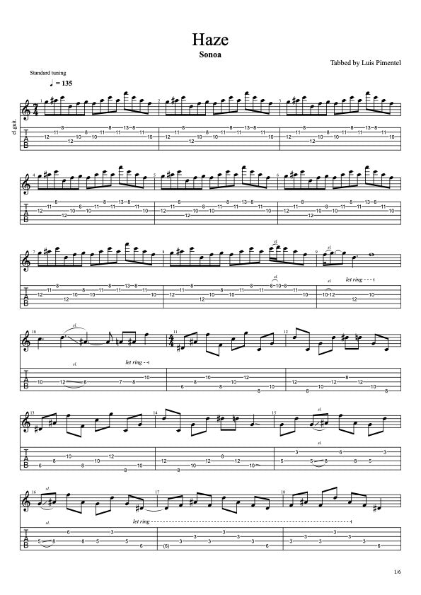 "Haze" Guitar Tabs