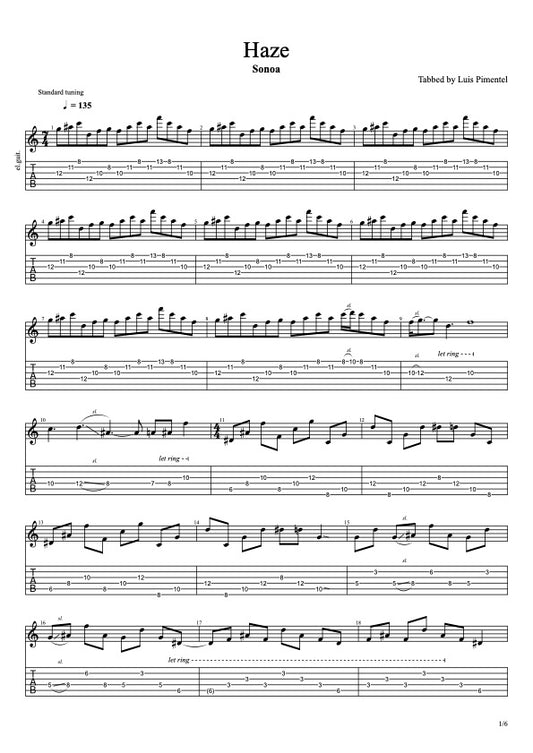 "Haze" Guitar Tabs